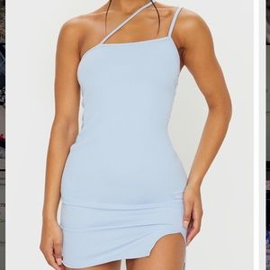 PLT light blue split hem mini dress